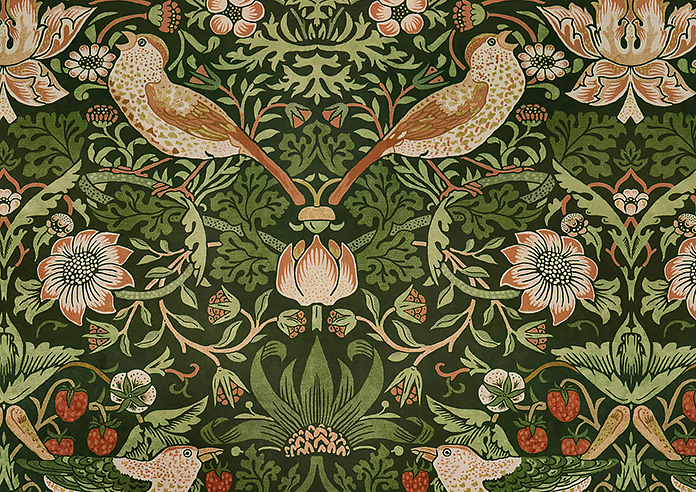 William Morris Strawberry Thief Velvet, Nettle - Roman Blind - Image 7